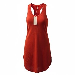 Sleeveless Racerback Tank Dress in Rust Orange